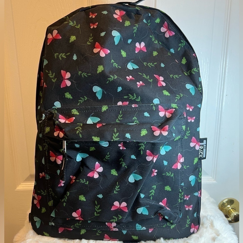 TRACK BUTTERFLY MOTIF ON BLACK BACKPACK